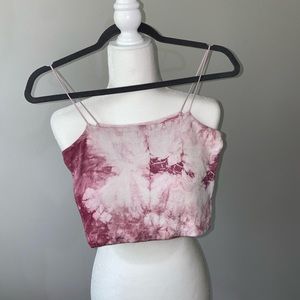 American Eagle Cropped Tank Top Pink Tie Dye